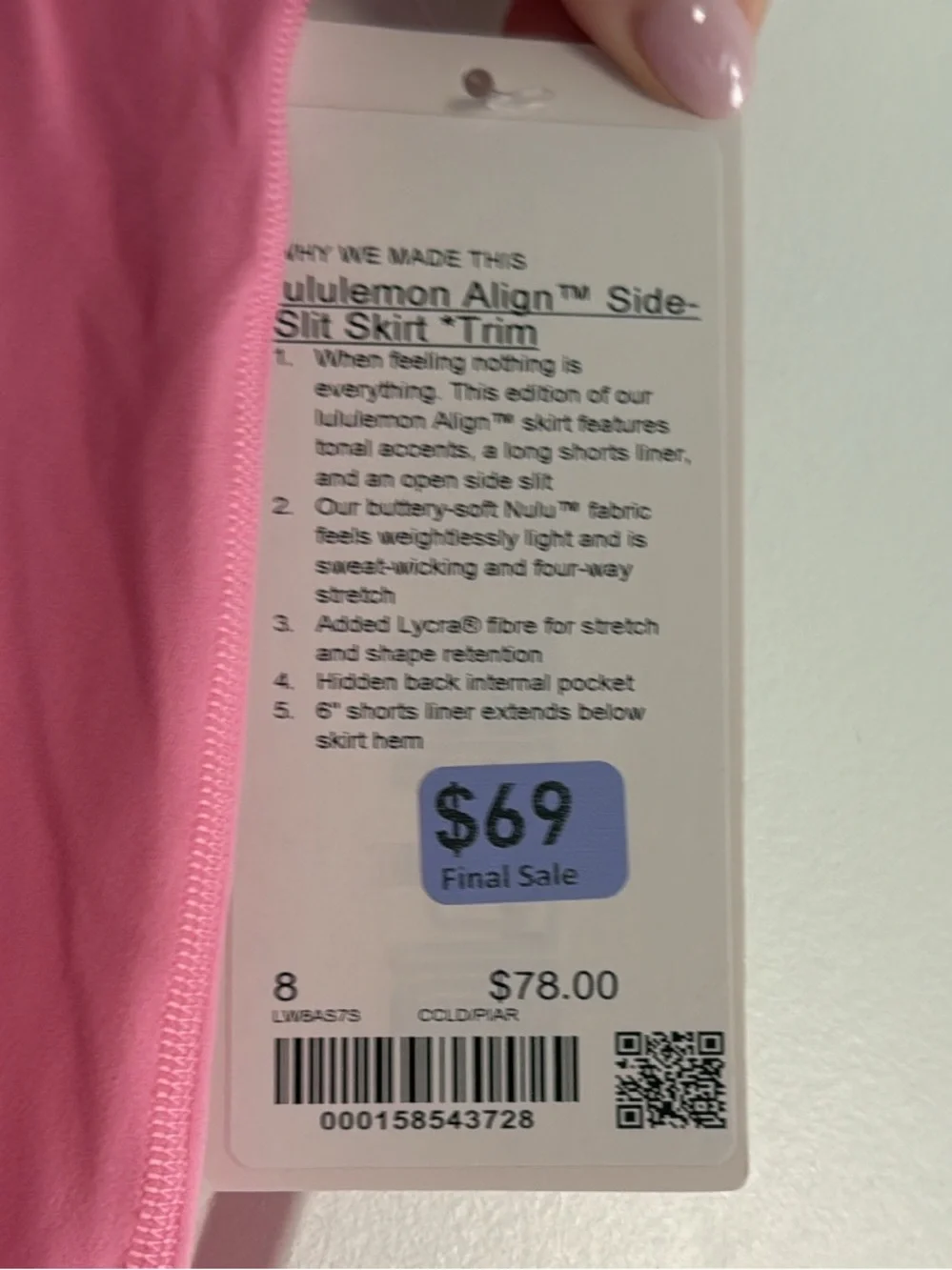 lululemon Size 8 Align Side-Slit Tennis Skirt in Pink